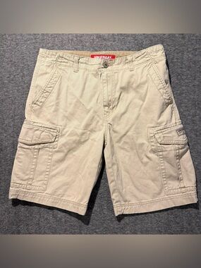 Union Bay Cargo Shorts Mens 34 tan beige cotton long Y2k 10" khaki